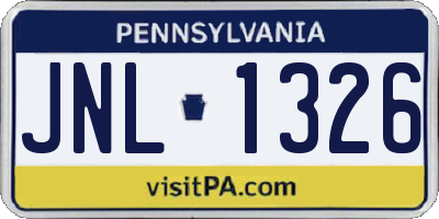 PA license plate JNL1326