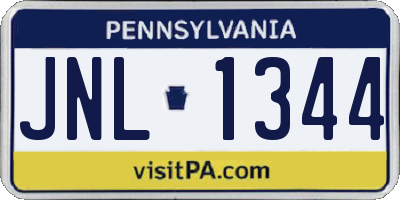 PA license plate JNL1344