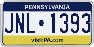 PA license plate JNL1393