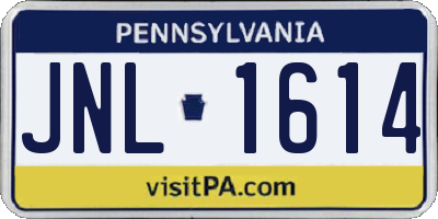 PA license plate JNL1614