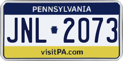 PA license plate JNL2073