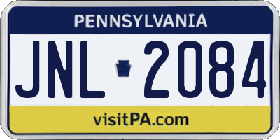 PA license plate JNL2084