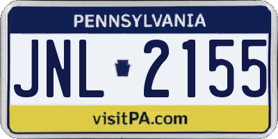 PA license plate JNL2155