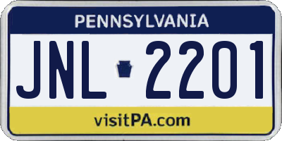 PA license plate JNL2201