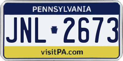 PA license plate JNL2673