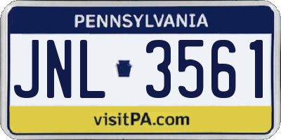 PA license plate JNL3561