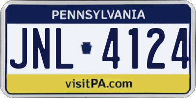 PA license plate JNL4124