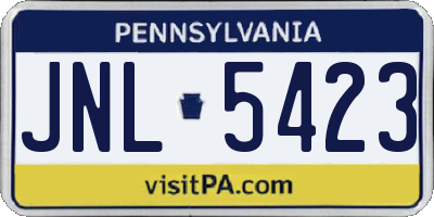 PA license plate JNL5423