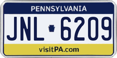 PA license plate JNL6209