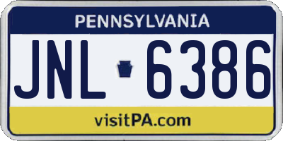 PA license plate JNL6386