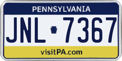 PA license plate JNL7367