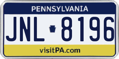 PA license plate JNL8196