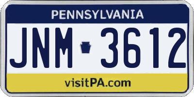 PA license plate JNM3612