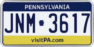 PA license plate JNM3617