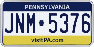 PA license plate JNM5376