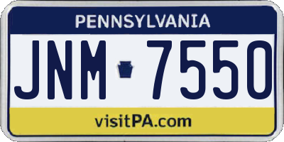 PA license plate JNM7550