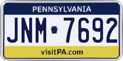 PA license plate JNM7692