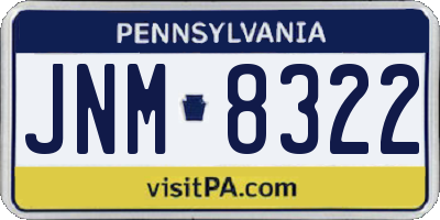 PA license plate JNM8322