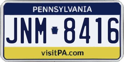 PA license plate JNM8416