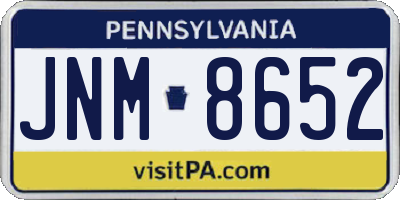 PA license plate JNM8652