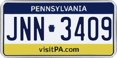 PA license plate JNN3409