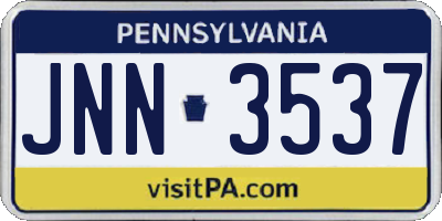 PA license plate JNN3537