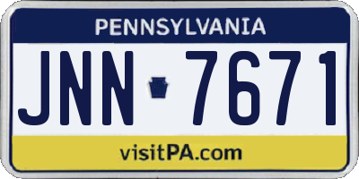 PA license plate JNN7671