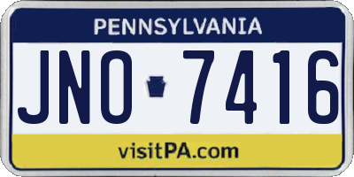 PA license plate JNO7416