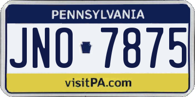 PA license plate JNO7875