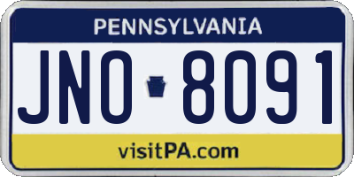 PA license plate JNO8091