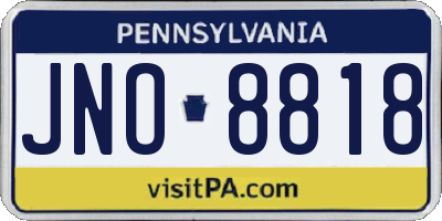 PA license plate JNO8818