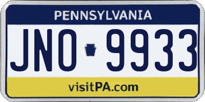 PA license plate JNO9933