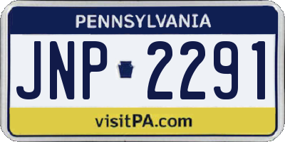 PA license plate JNP2291