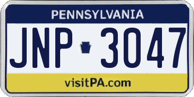 PA license plate JNP3047