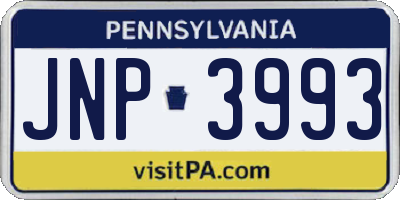 PA license plate JNP3993