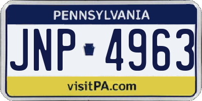 PA license plate JNP4963