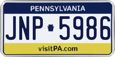 PA license plate JNP5986
