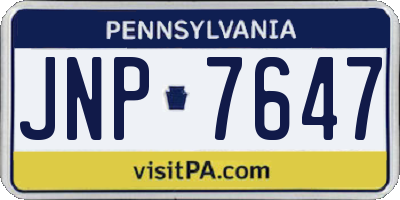 PA license plate JNP7647