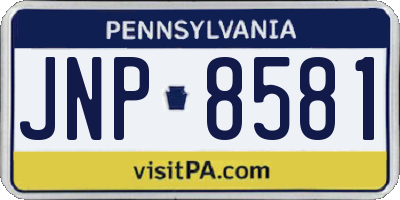 PA license plate JNP8581