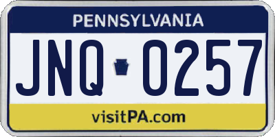 PA license plate JNQ0257
