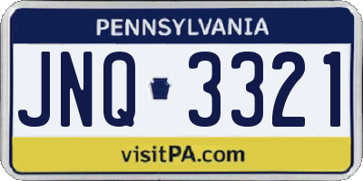 PA license plate JNQ3321