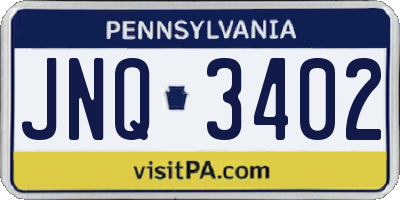 PA license plate JNQ3402