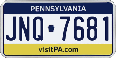 PA license plate JNQ7681