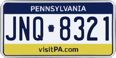PA license plate JNQ8321