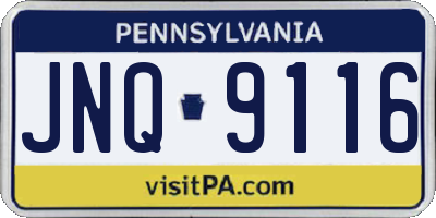 PA license plate JNQ9116