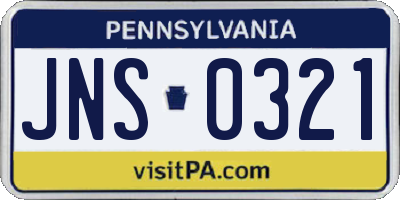 PA license plate JNS0321
