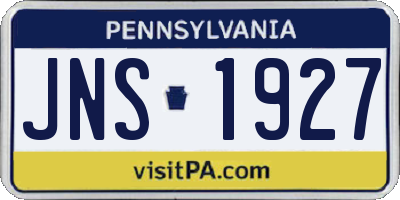PA license plate JNS1927