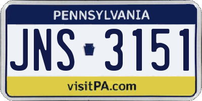 PA license plate JNS3151
