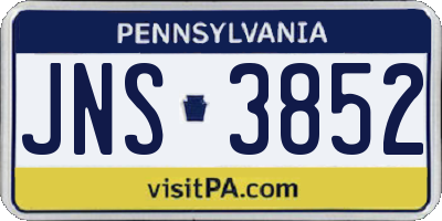 PA license plate JNS3852