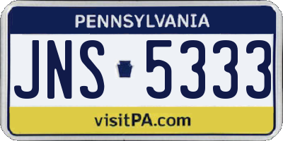 PA license plate JNS5333